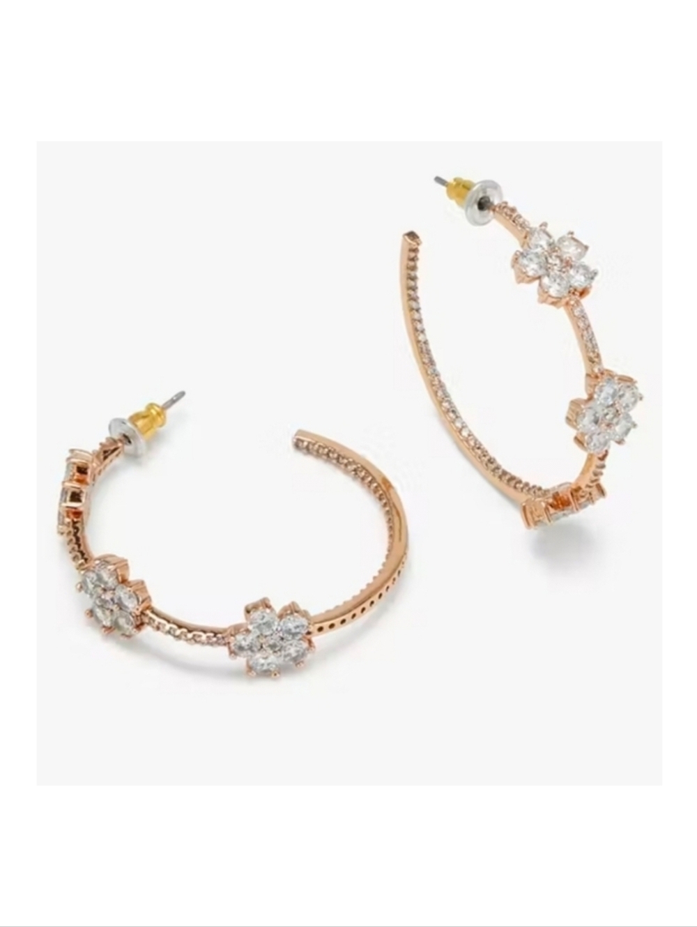 Kate Spade Gleaming Garden Rose Gold Hoop Earrings